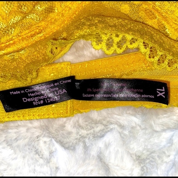 Black Fuchsia by Secret Lace-Lace neon yellow unwire brassiere size XL - Picture 8 of 10